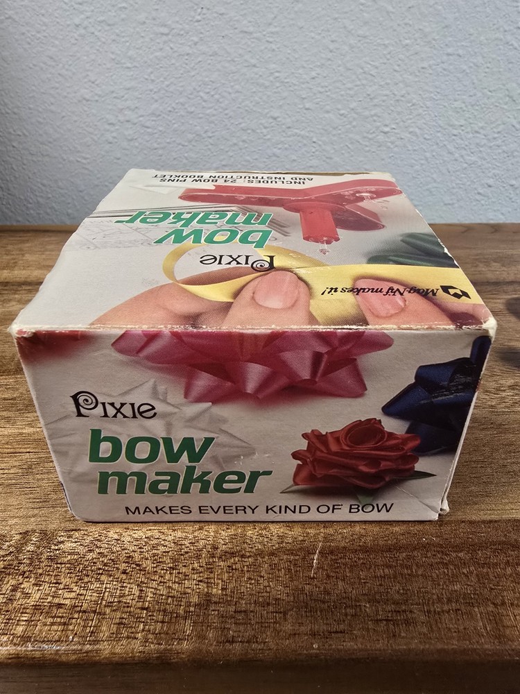 Vintage 1985 Pixie Bow Maker Kit with Bow Pins LN in worn box