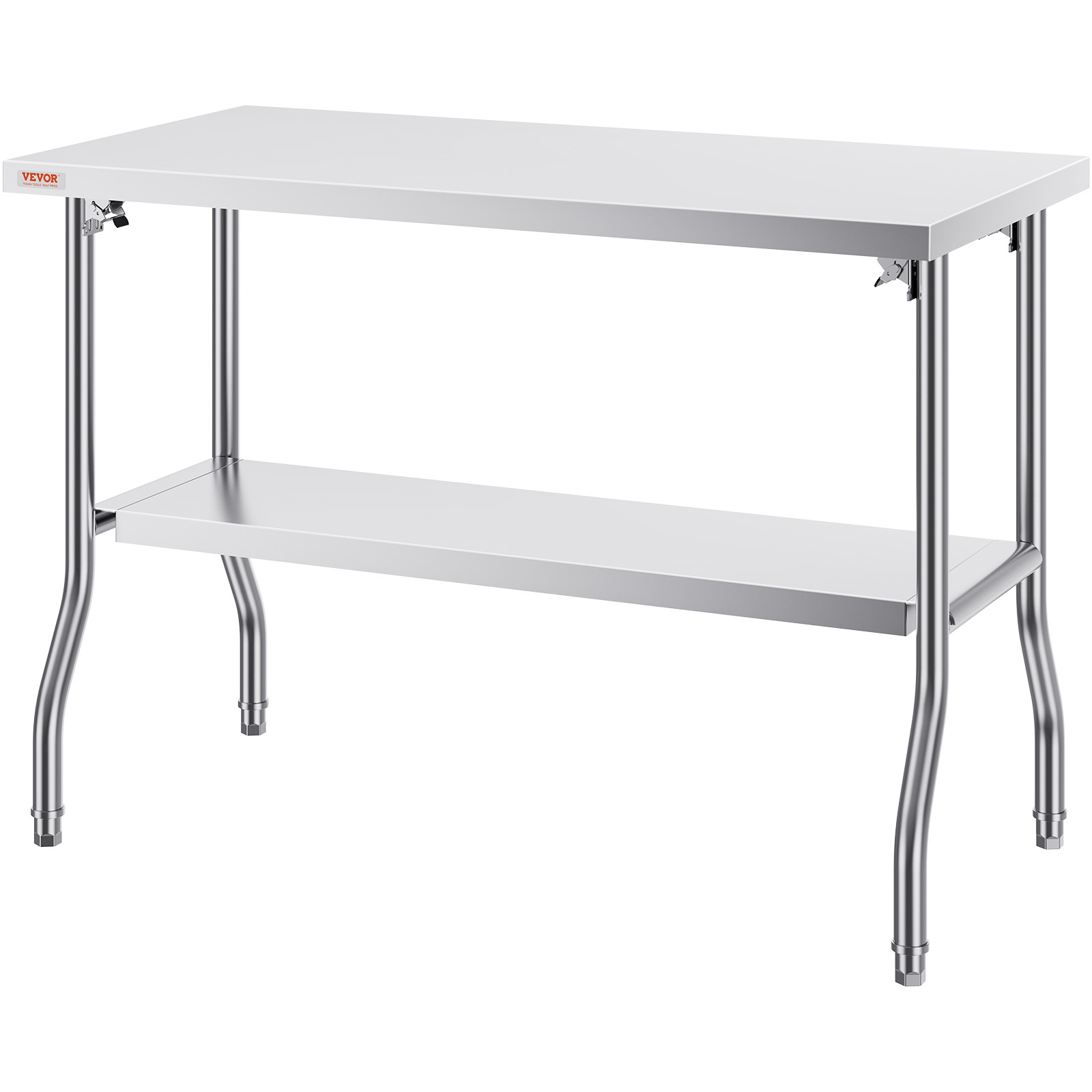VEVOR Folding Commercial Prep Table Commercial Worktable Workstation 48 x 24 In