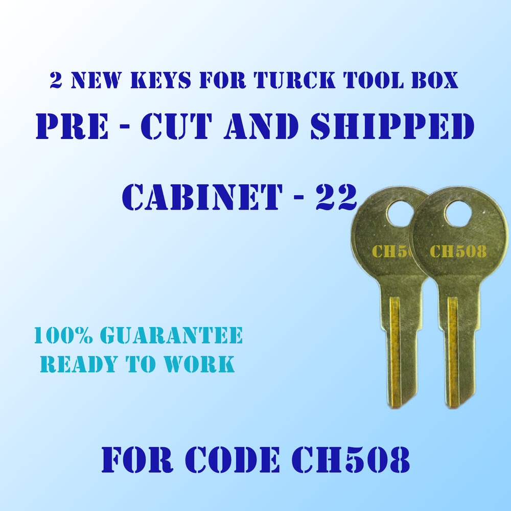 CH508. 2 Replacement keys for Truck Tool box locks, Pre cut to your code: CH508