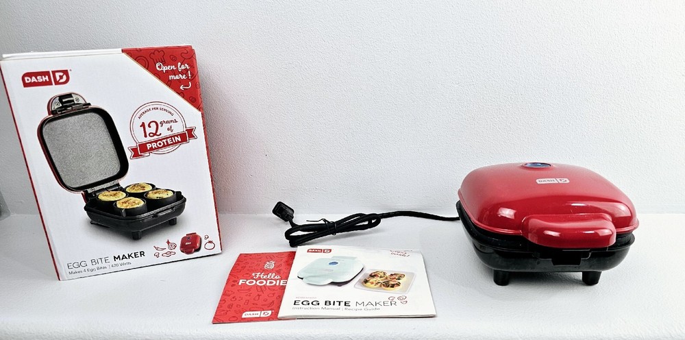 Dash Red Egg Bite Maker with Instruction Manual Recipes & Box WORKS