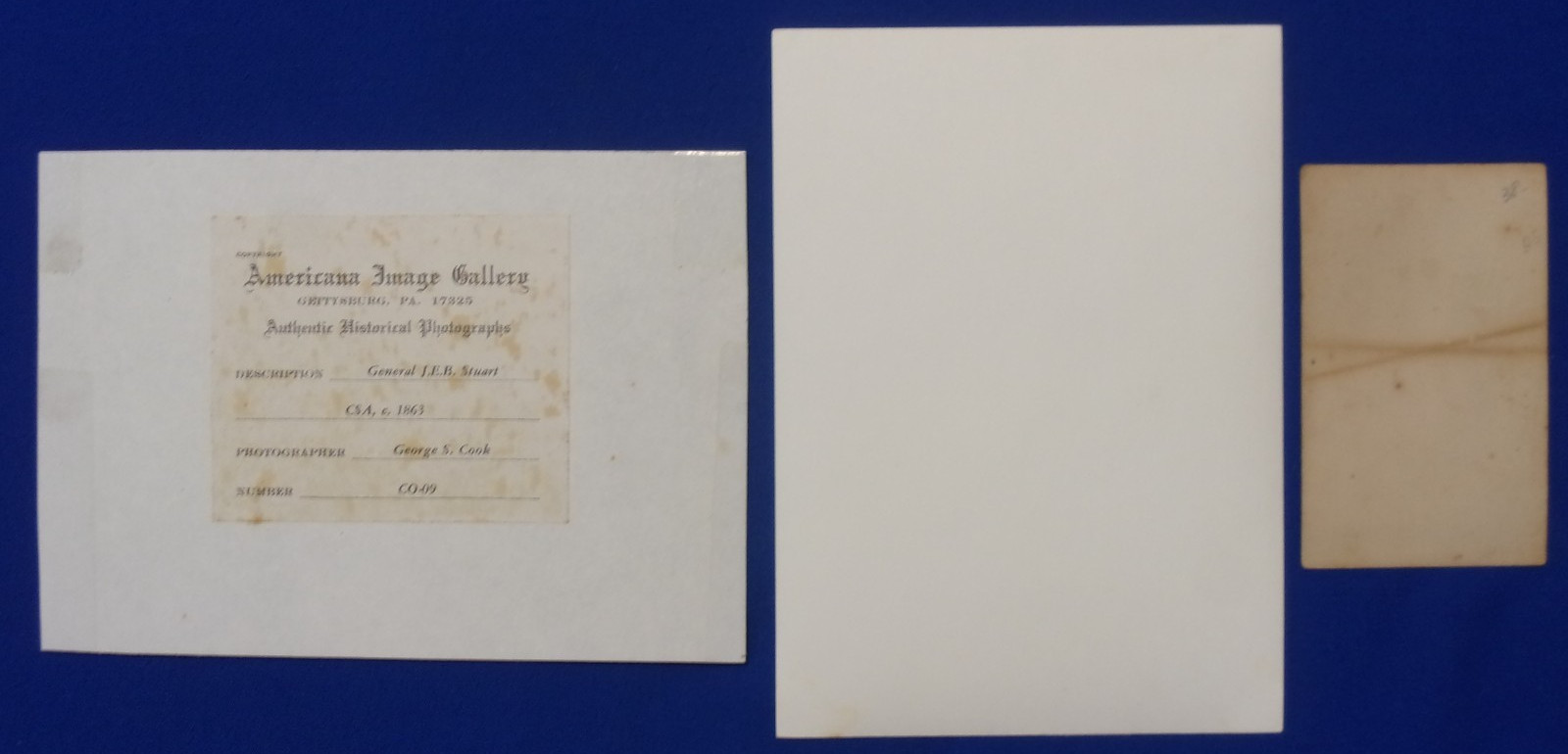 2 Vintage Civil War CDV & Larger PHOTOGRAPHS OF CONFEDERATE GENERAL JEB STUART.