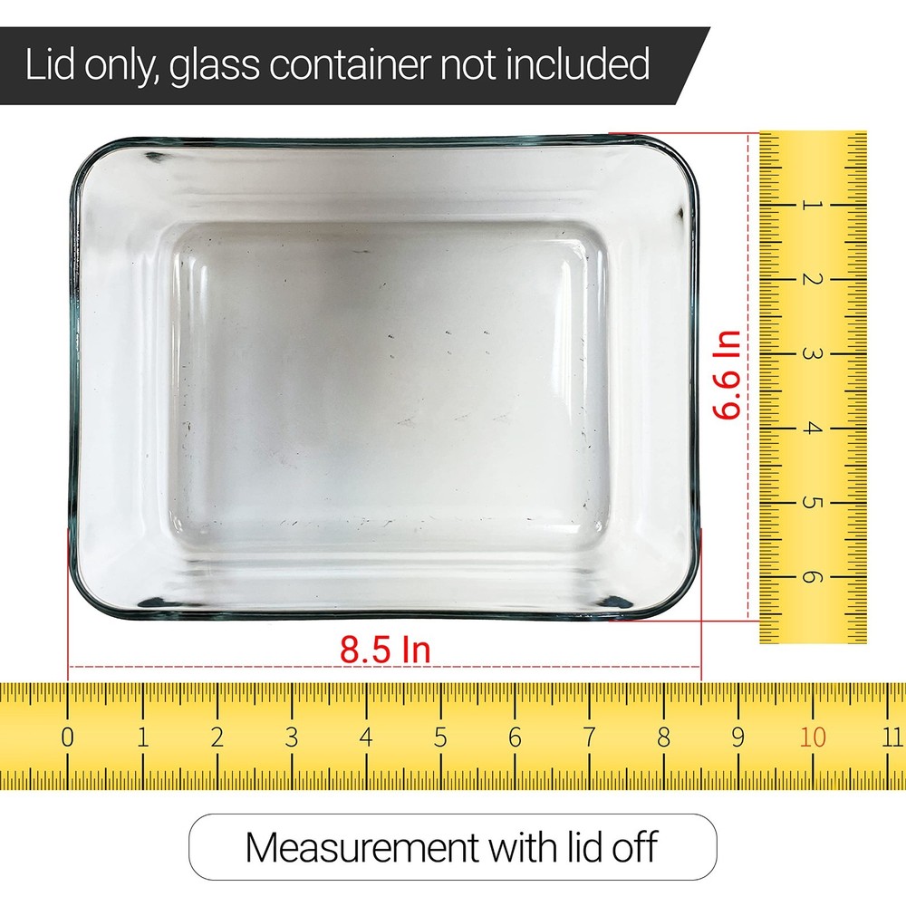 Replacement Lids for Pyrex 7212-PC 11-Cup Rectangle Red 8" x 9.75" 6-Pack