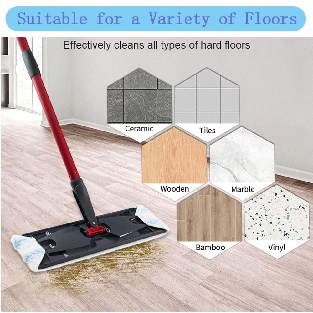 4-Pack Mop Pads Replacements for Flat Mop System, Reusable Microfiber Mop Ref...