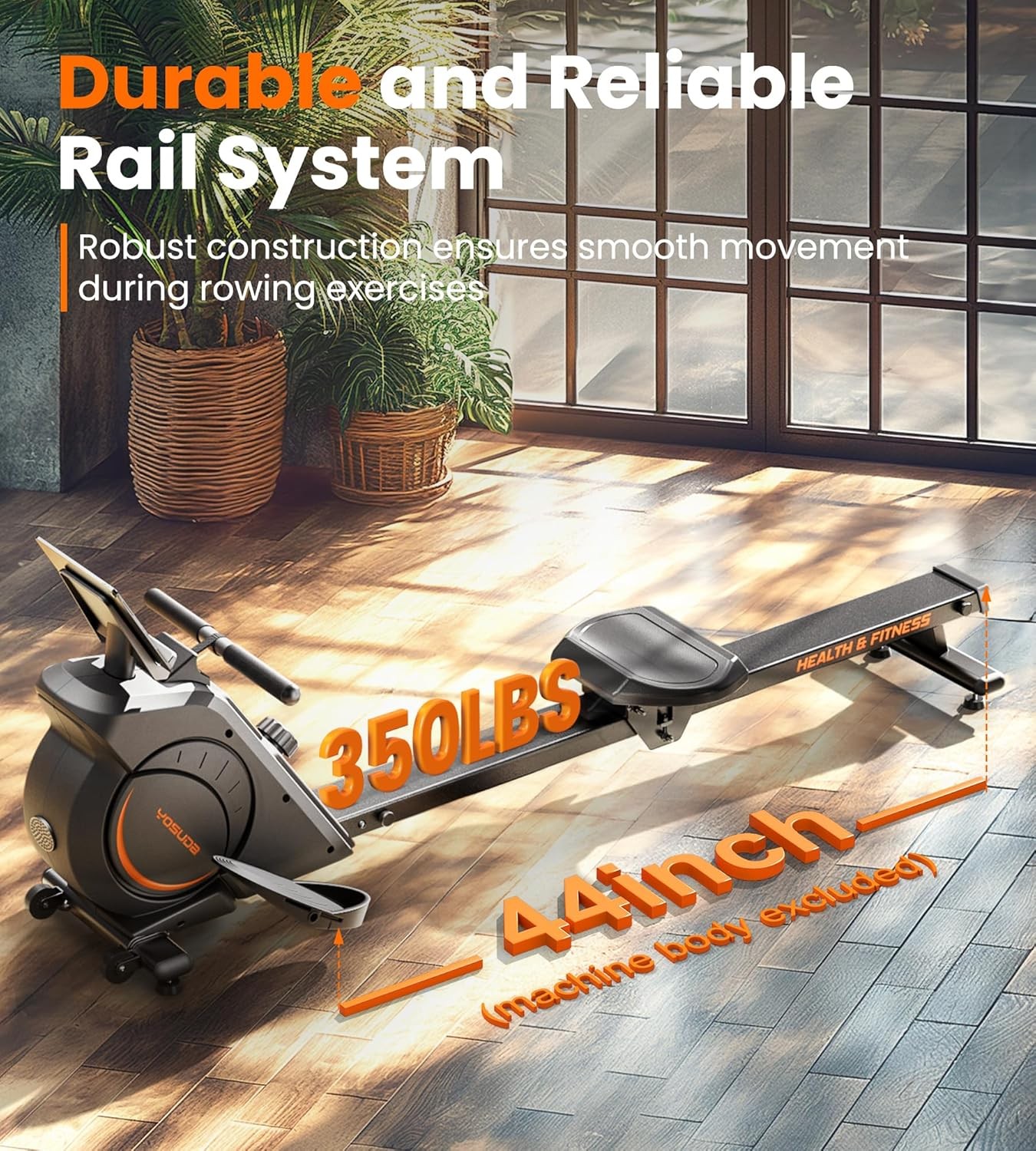 Magnetic Rowing Machine Bluetooth App Supported Max 350lb Tablet Holder