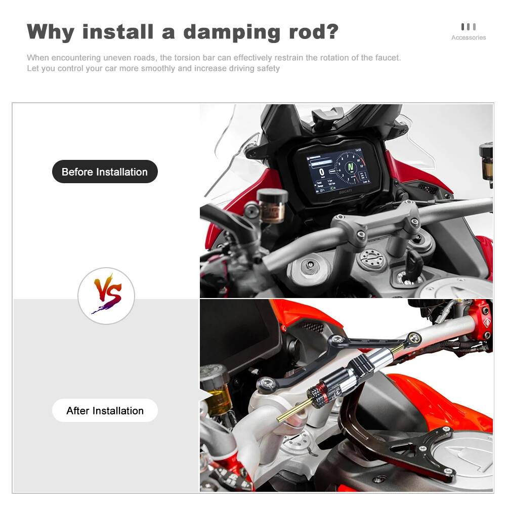 Steering Damper Stabilizer Bracket Kit For Ducati Multistrada V4/S/Bikes Peak