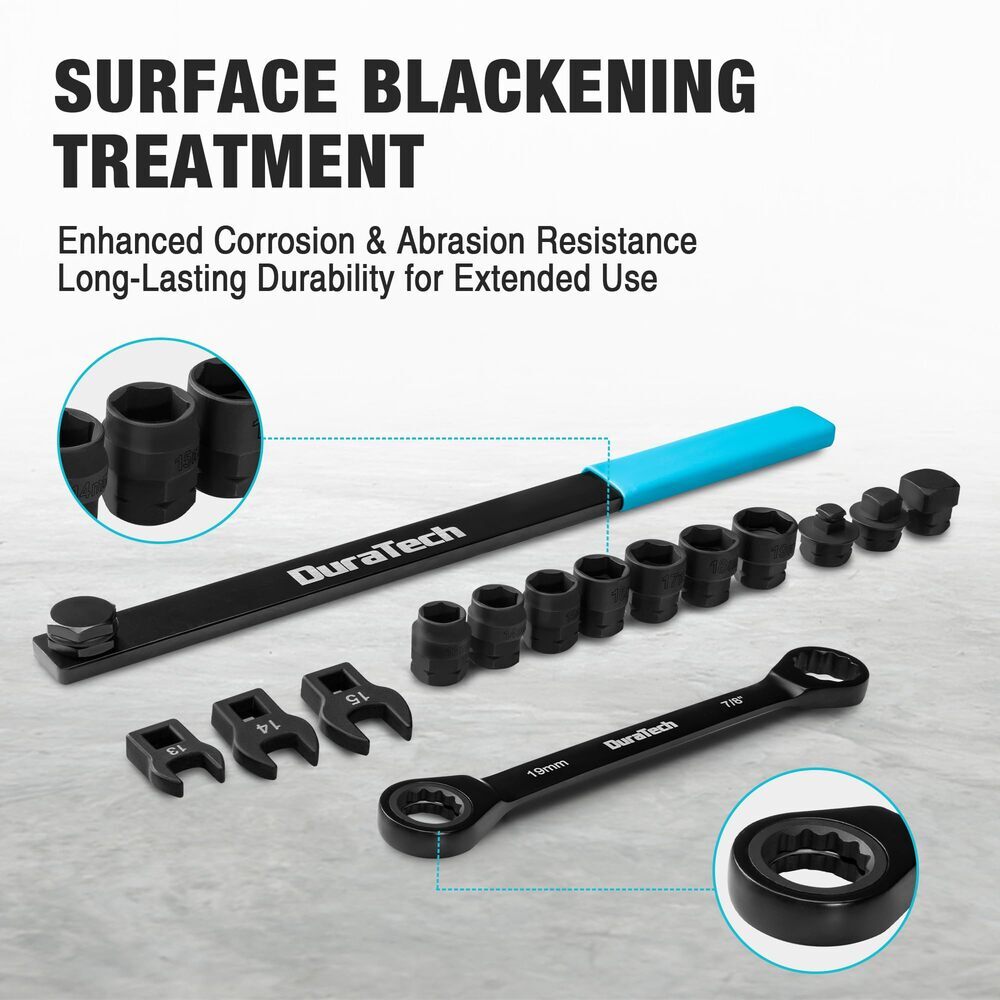 DURATECH Universal Ratcheting Serpentine Belt Tool Set 15PCS Belt Tensioner Tool