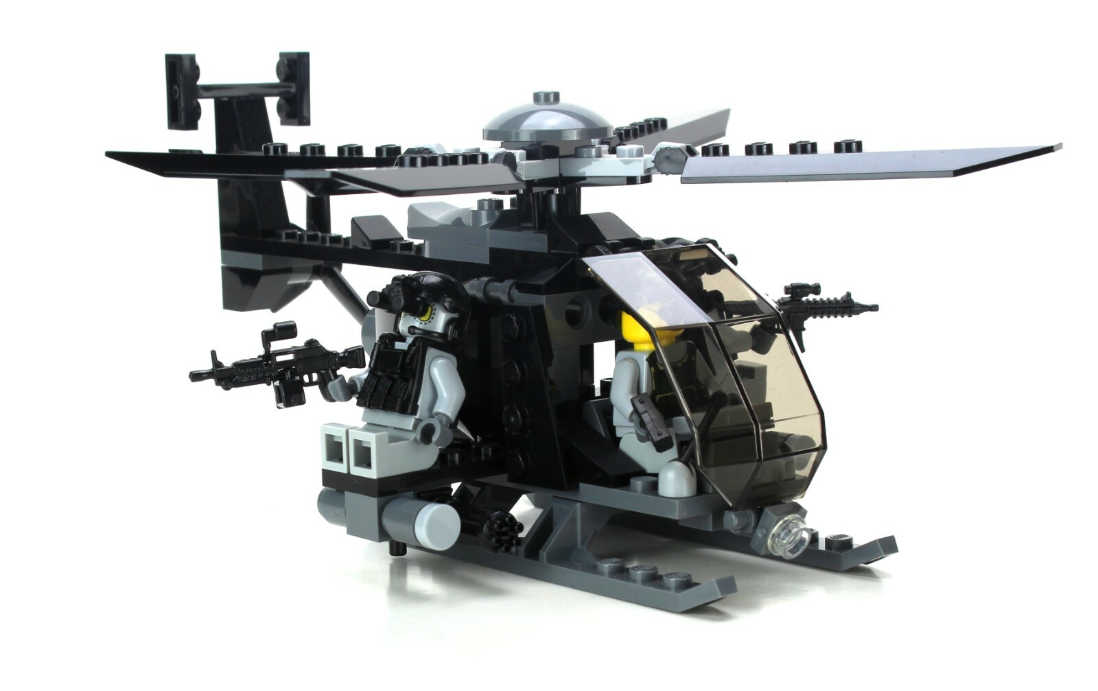 AH-6 Little Bird with 3 Rangers Army helicopter made w/ real LEGO® bricks