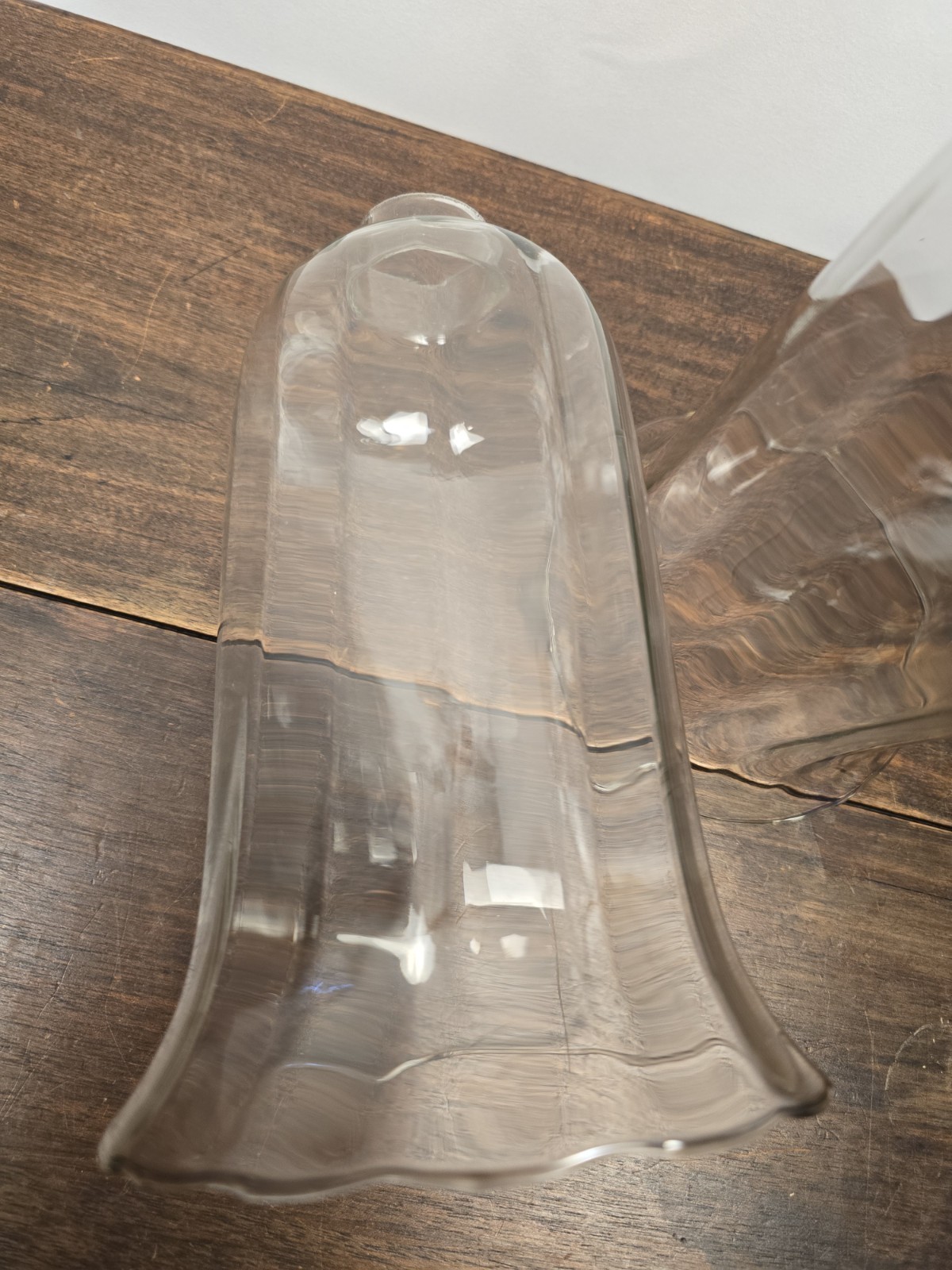 Set Of 2 Clear Fluted Glass Enhance Lighting Fixtures Candle Holders Lamp Shades