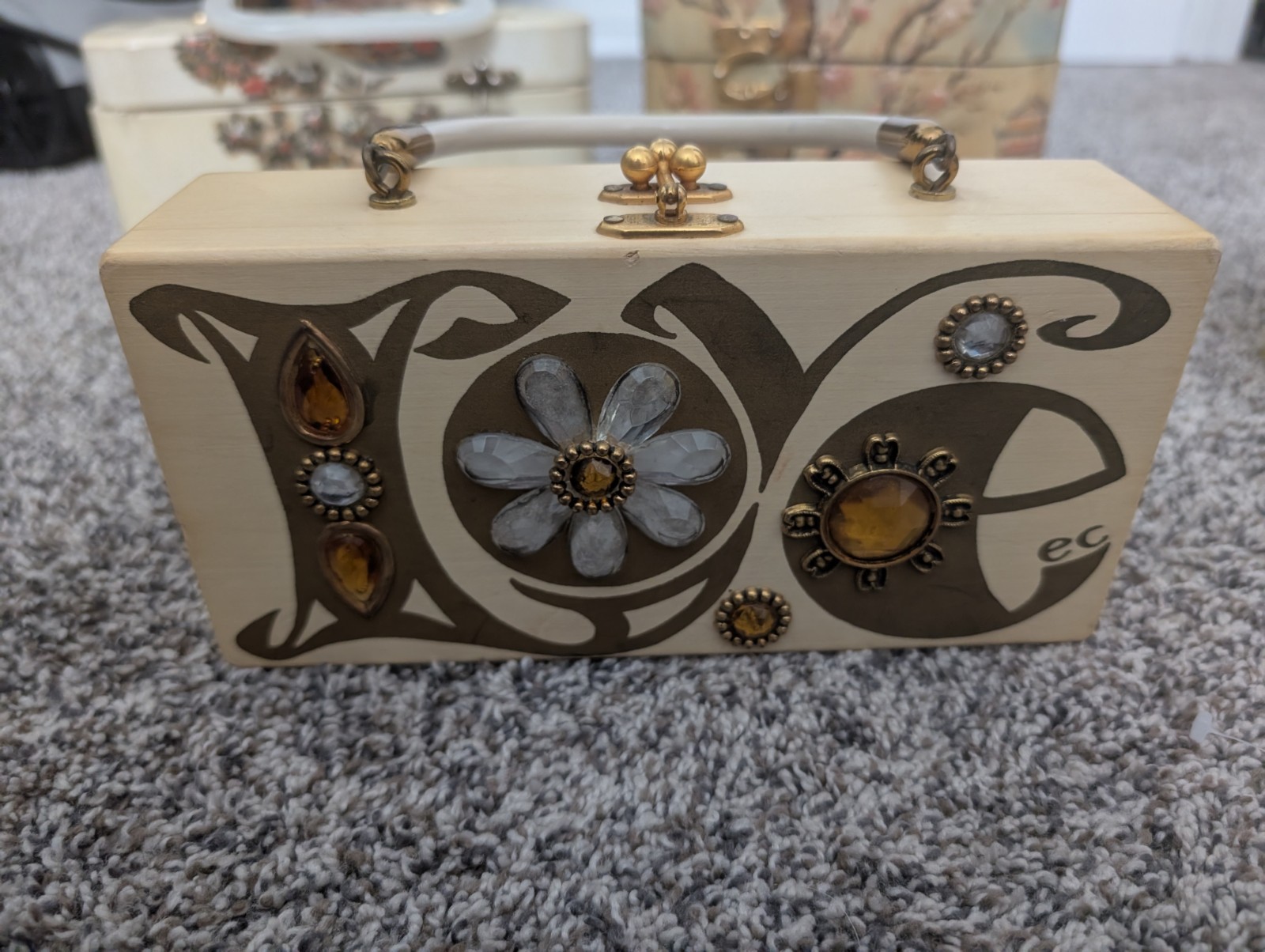 Rockabilly Enid Collins Original Box Bag Love Design Jeweled Handbag