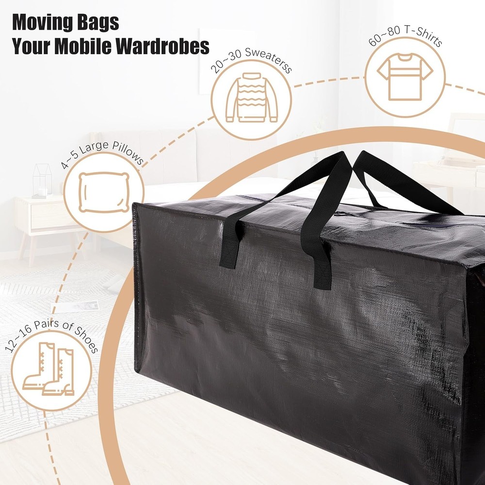 Durable Backpack Straps Moving Bags - Space-Saving 6 Pack for Dorm Essentials