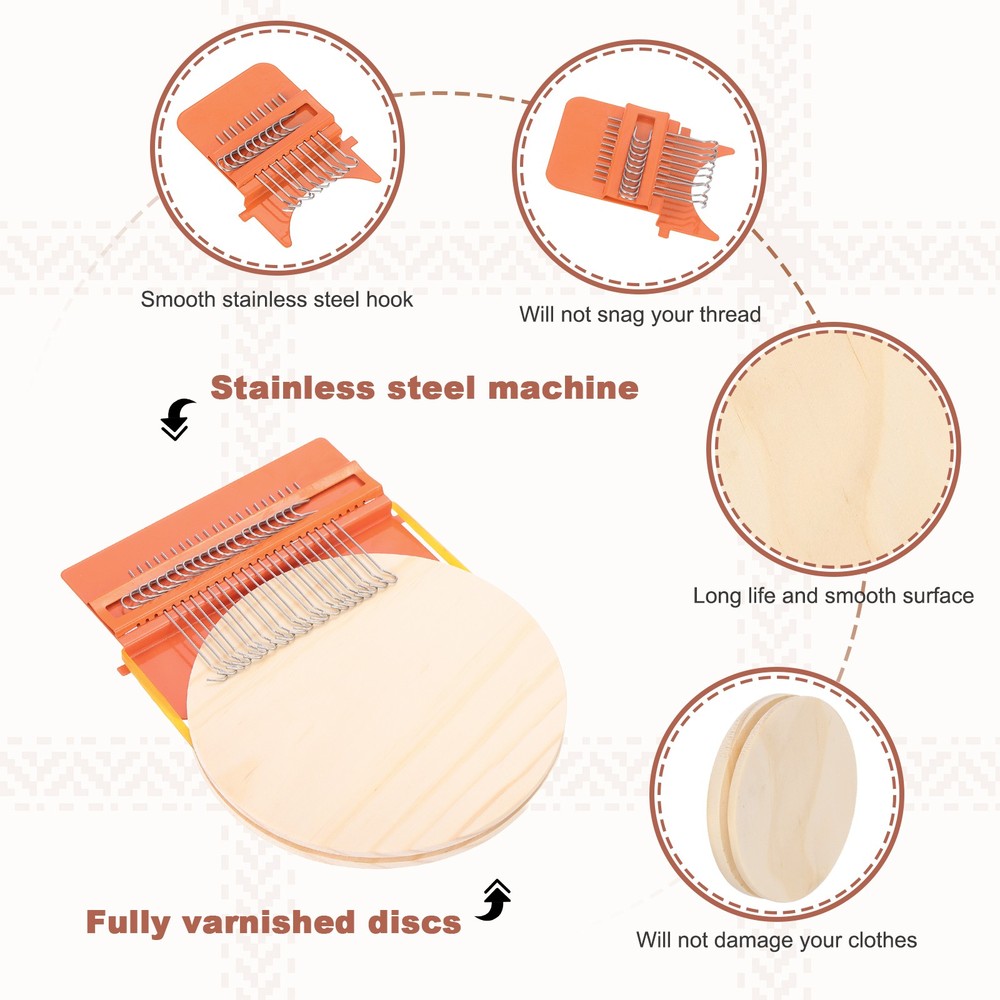 Speedweve Darning Loom, 21 Hooks Mini Weaving Knitting Machine Orange