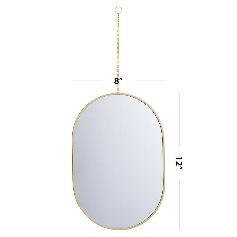 3 Pc Oblong Wall Mirror Set Modern Capsule Design Decorativev Removable Chain