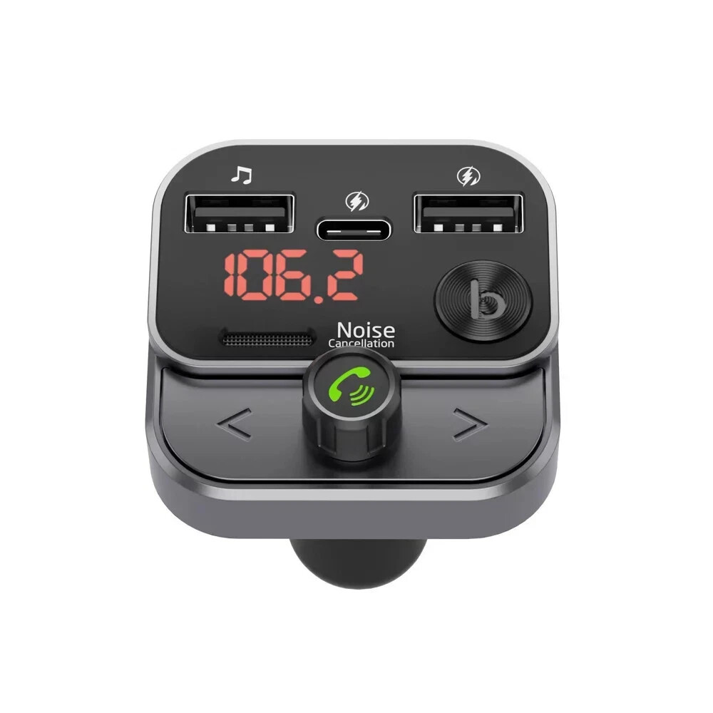 Just Wireless Bluetooth FM Transmitter with USB-C and USB-A Charging Port- Black