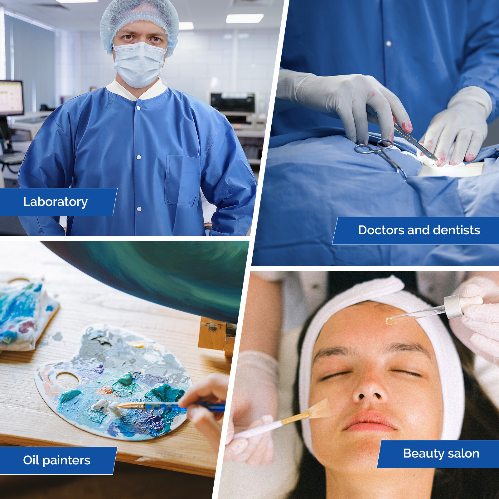 JMU Medical SMS Lab Coats for Adult Disposable Knee Length Lab Jacket 3 Pockets