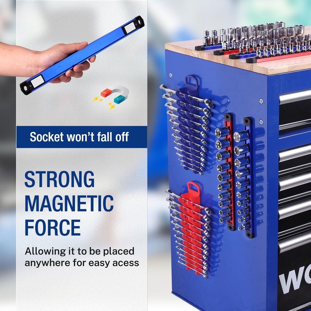 WORKPRO 8-Piece Magnetic Socket Organizer and Wrench Set,...
