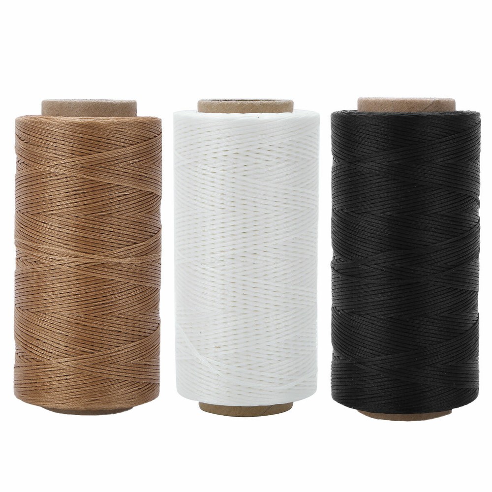Waxed Thread 1mm/284 Yard Flat Polyester Cord Sewing Stitching Leather Craft DIY