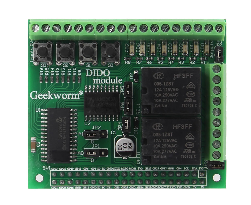 Digital Input Output DIDO HAT PiFace2 Expansion Module For Raspberry Pi 5/4/3B+