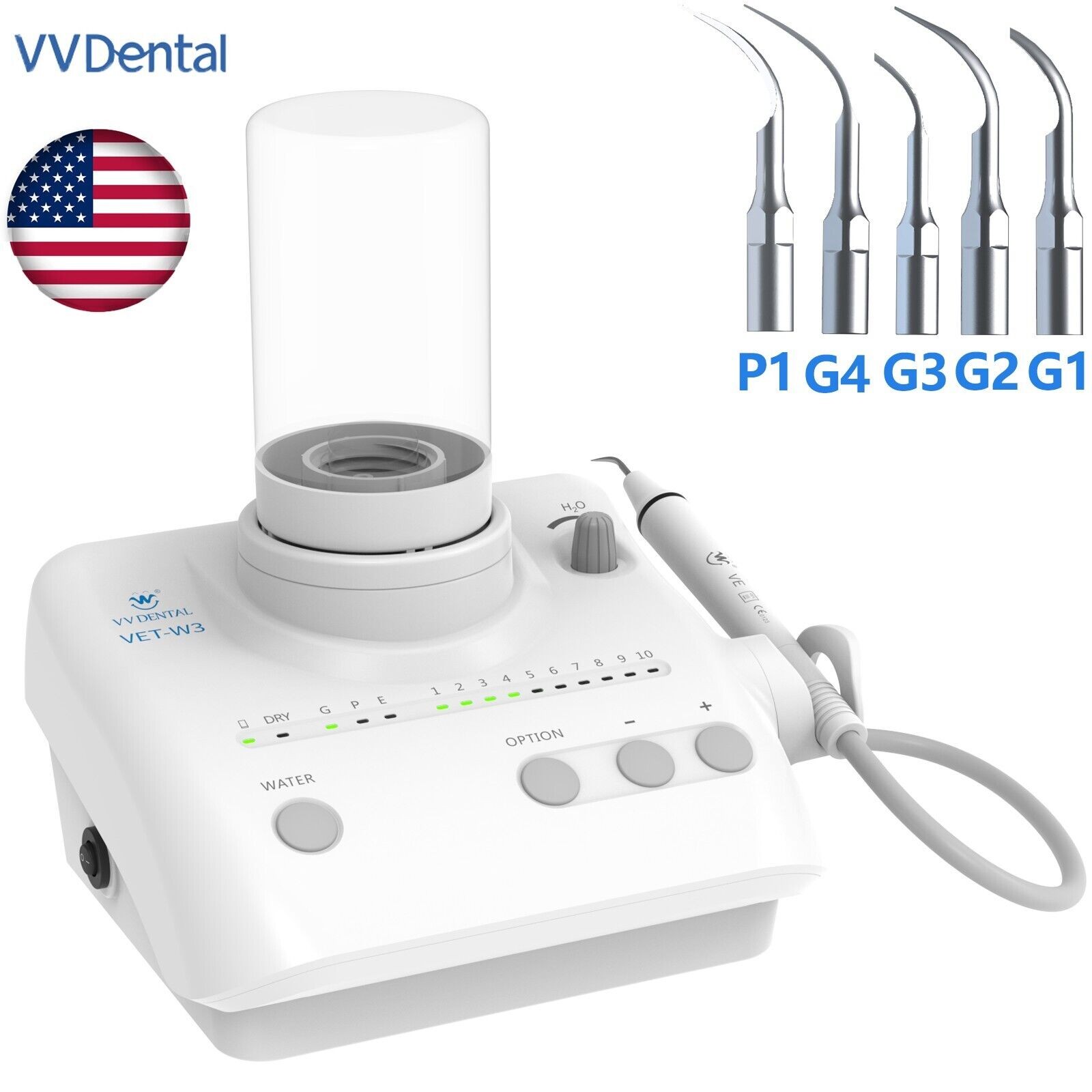 Dental Ultrasonic Piezo Scaler 2 Bottle Fit Cavitron EMS/SATELEC Handpiece 5 Tip