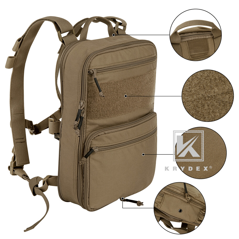 KRYDEX D3 Flatpack 23L Tactical Expandable Backpack MOLLE Travel Bag Pack Coyote