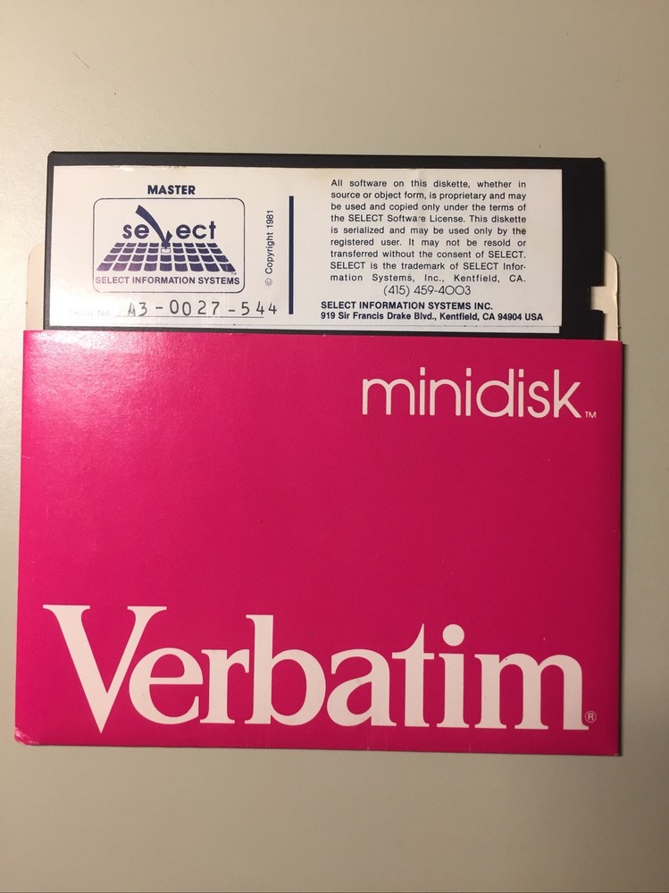 Vintage Select Information Systems MASTER 5.25” Floppy Disk VHTF