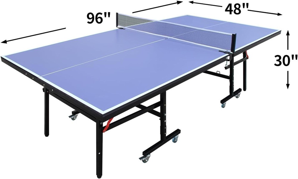 8ft Mid-Size Table Tennis Table Foldable&Portable Ping Pong Table Set for Indoor