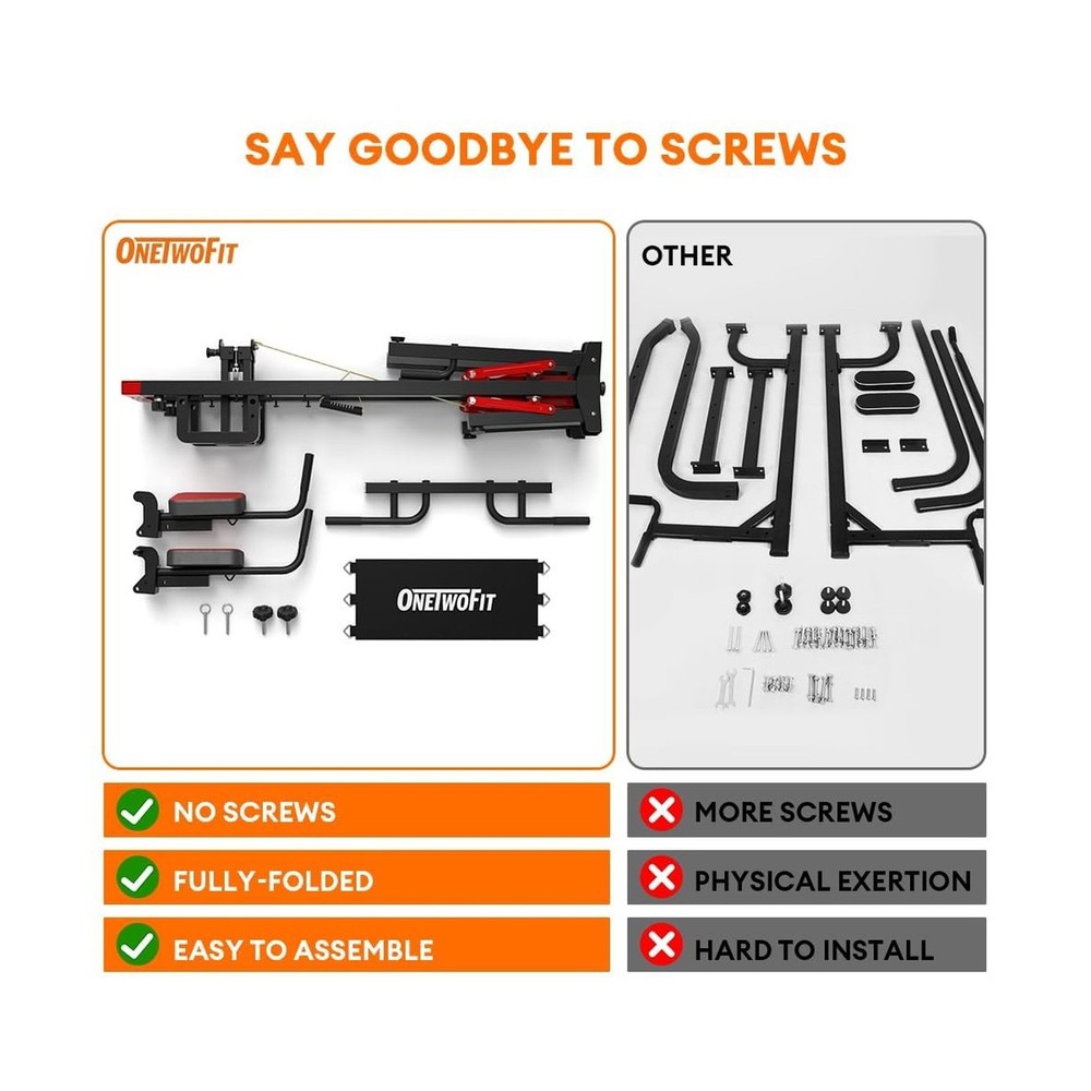 ONETWOFIT Foldable Power Tower Pull Up Bar Station, Multi-Function Adjustable...