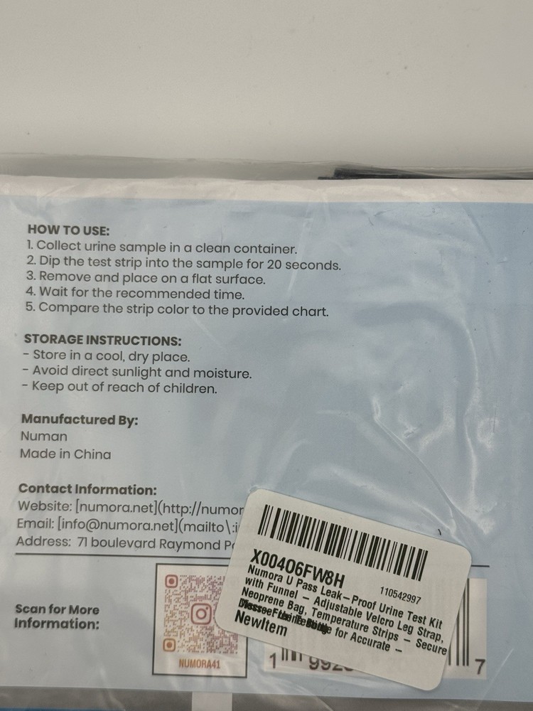 Numora Urine Test Kit - 12 Strips with Leg Strap
