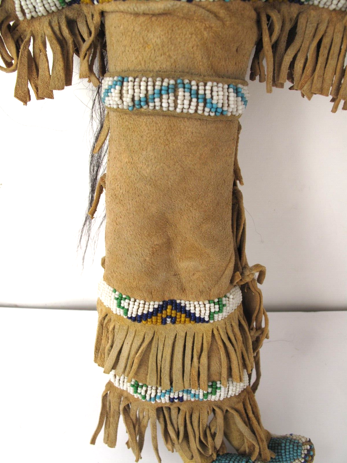 Antique Native American Sioux Indian Beaded Leather Doll c. 1920 or Earlier