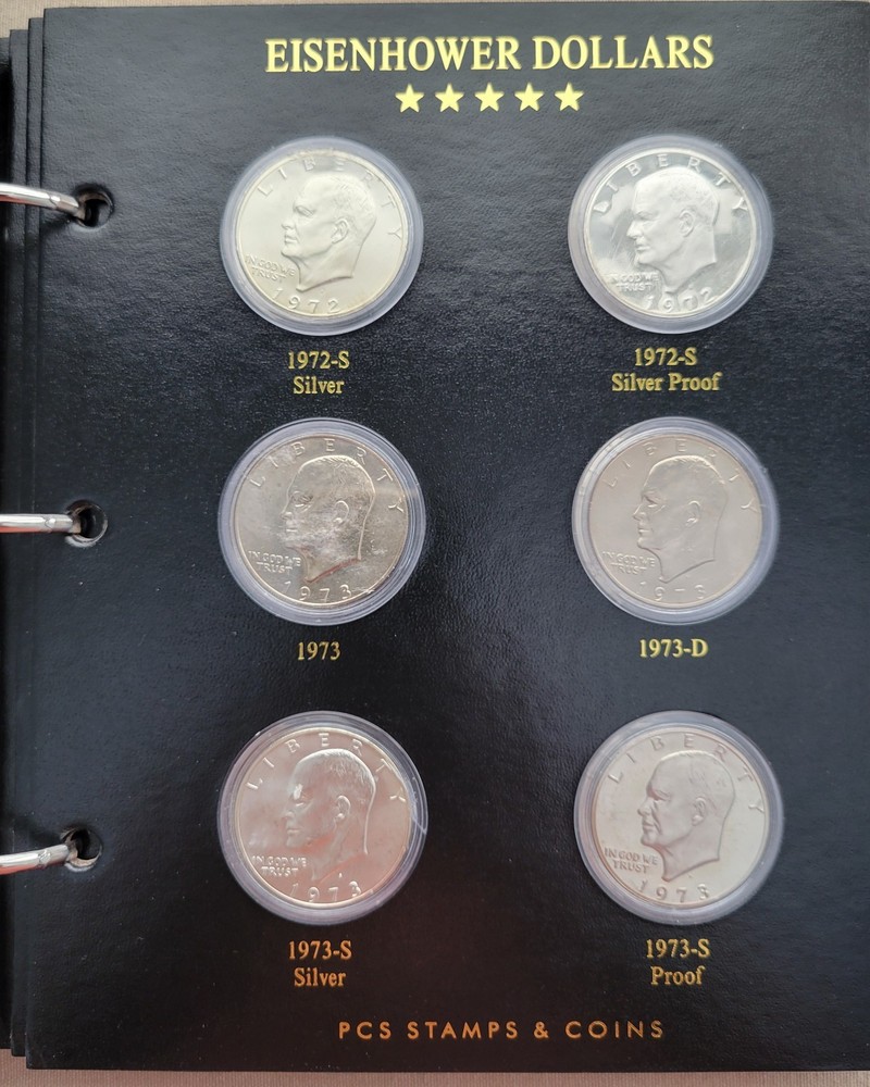 1971–1990 Eisenhower Dollar Collection • 30 Coins • Silver & Clad • PCS Folder