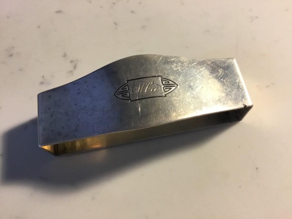 ANTIQUE AUTHENTIC INTERNATIONAL STERLING SILVER ETCH MONOGRAMMED NAPKIN RING NR