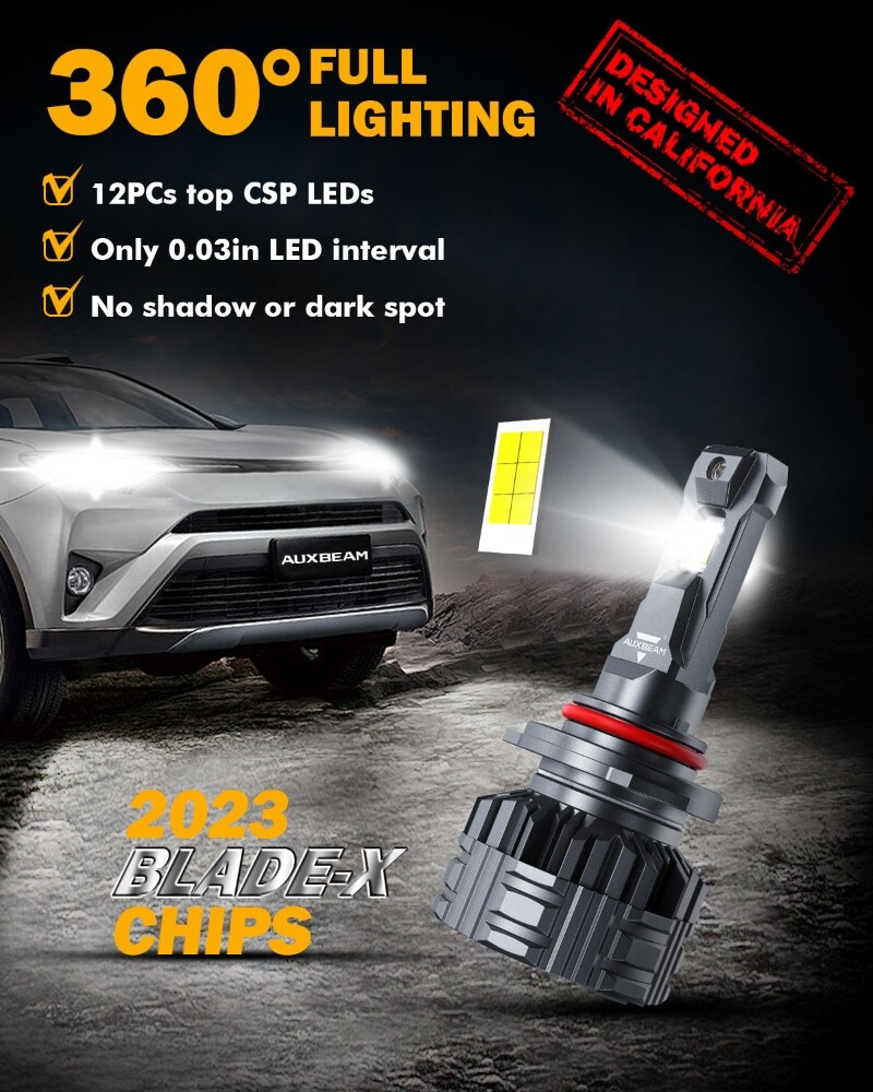 AUXBEAM 9005 Canbus LED Headlight Bulb Conversion Kit Low Beam Super White 6500K