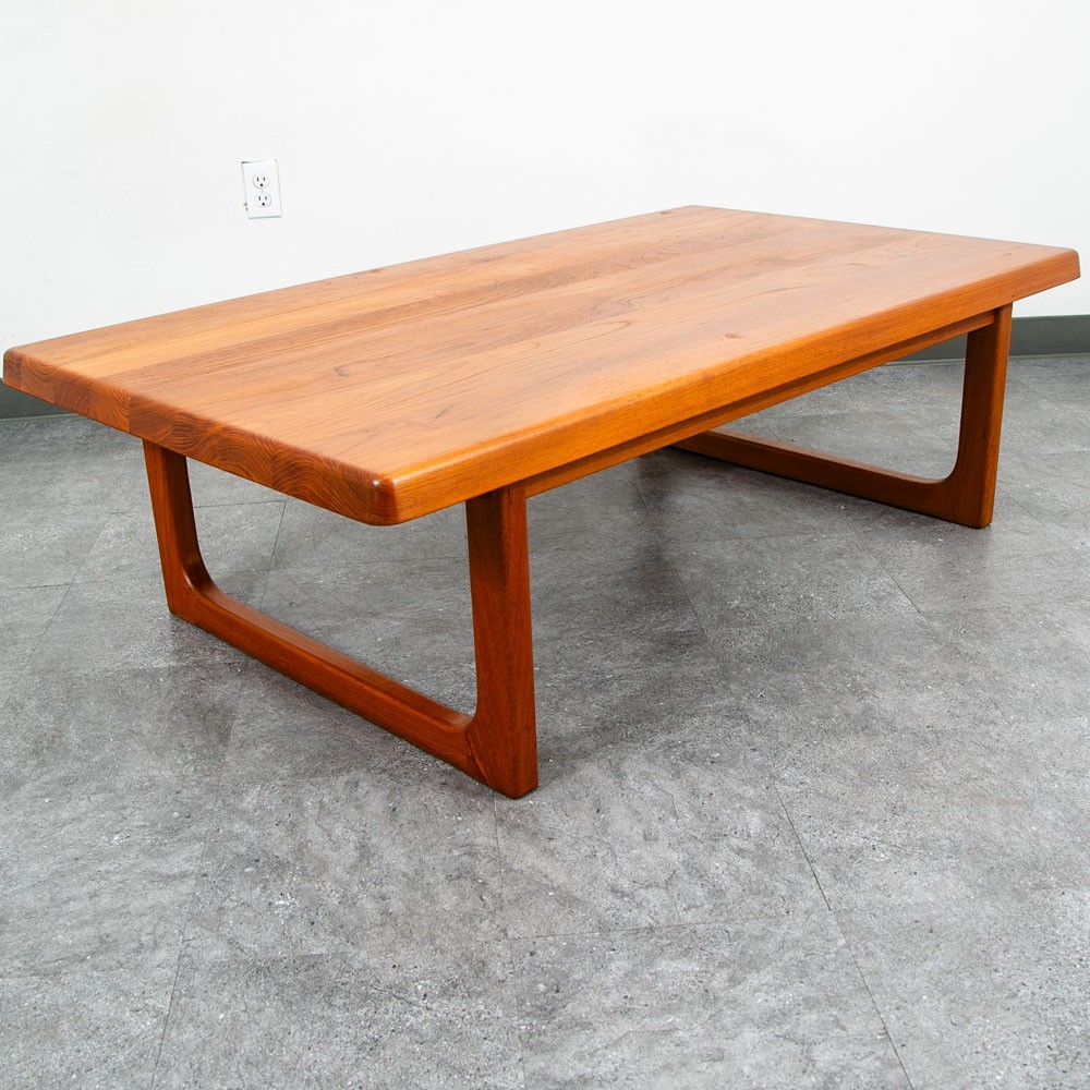 Mid Century Danish Modern Coffee Table Rectangular Solid Teak Niels Bach Randers