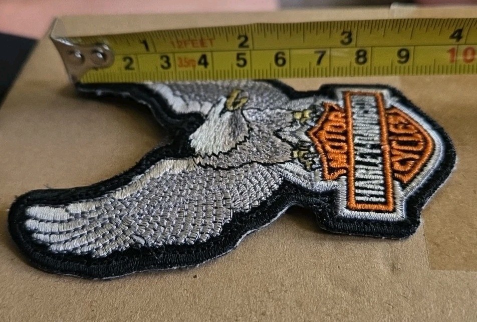Harley Davidson Silver Eagle Up Wing B&S Patch 3 3/4" x 2 7/8"