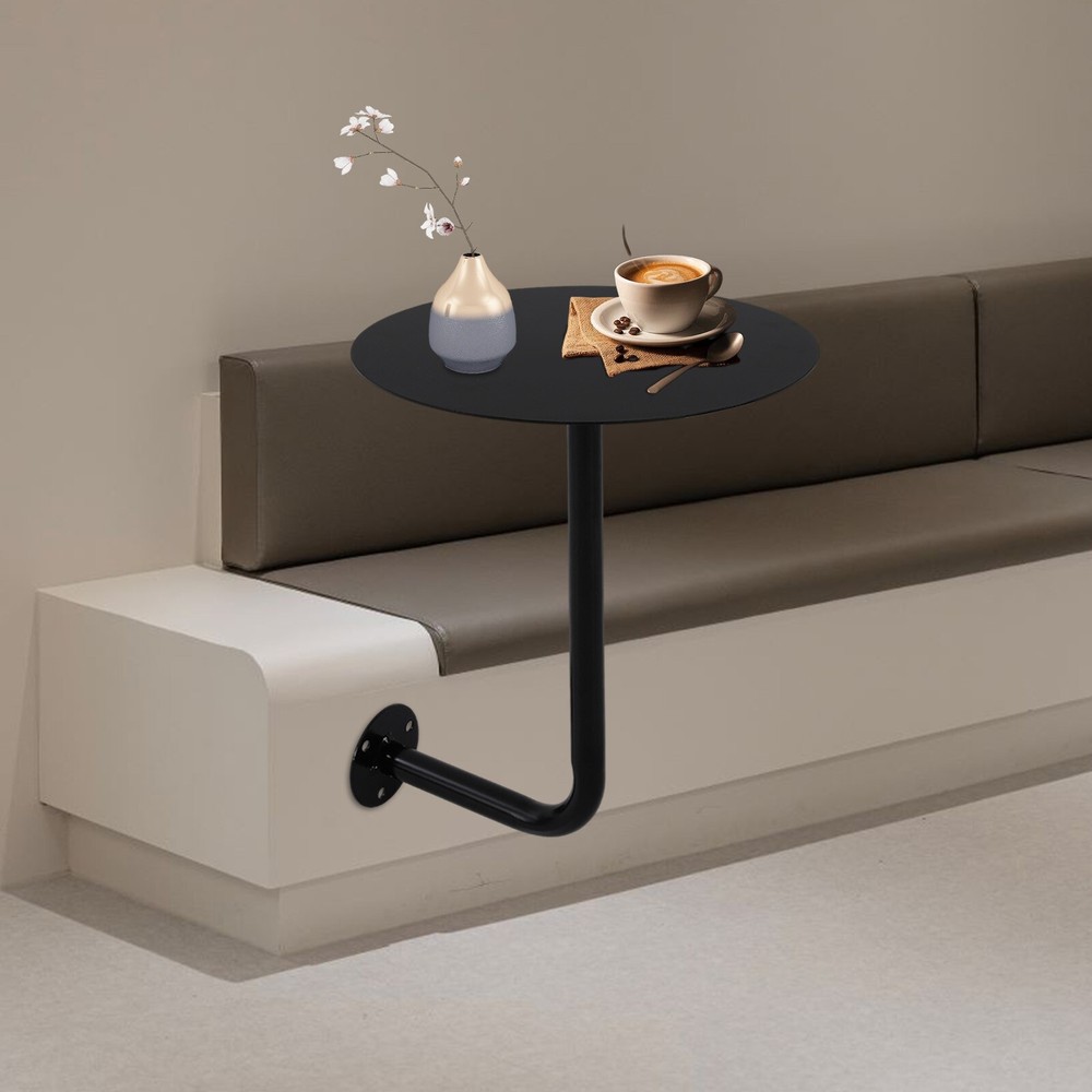Round Pub Table Black Bar Table Wall Mounted Iron Cocktail Table Bistro Table
