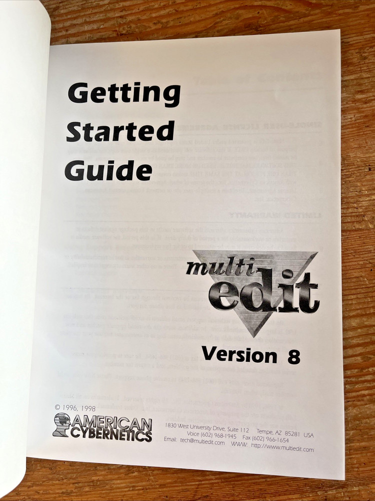 American Cybernetics Manual Multi-Edit Version 8 Getting Started Guide Book