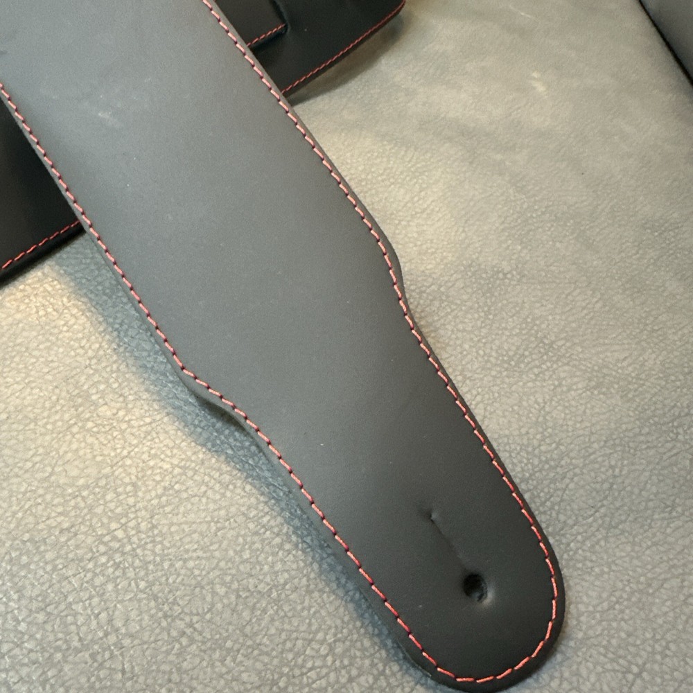Leather Guitar Strap - Black - 3’ Wide