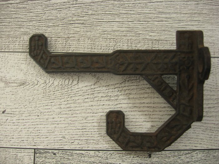 Antique Victorian Cast Double Coat & Hat Hook Wall Mount Embossed