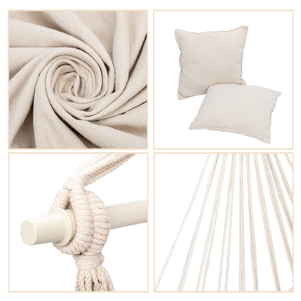 Swing Chair Hammock Hanging Rope Seat Portable Garden Patio Yard Porch +2*Pillow