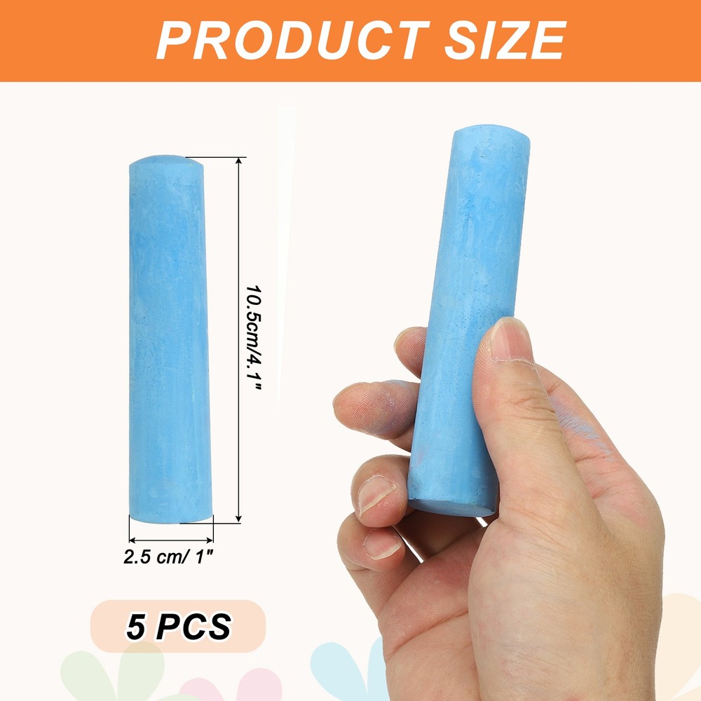 5 PCS Dustless Chalk, Blue Sidewalk Chalk Large Solid Huge for Outdoor