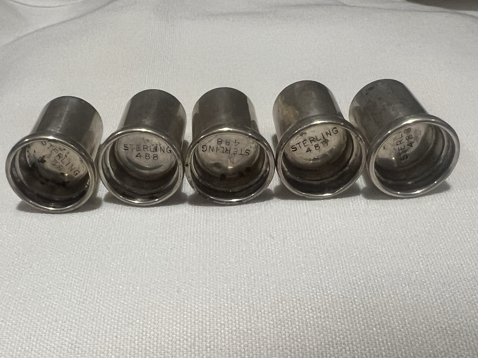 Five Vintage Sterling 488 Miniature Salt and Pepper Shakers 1"