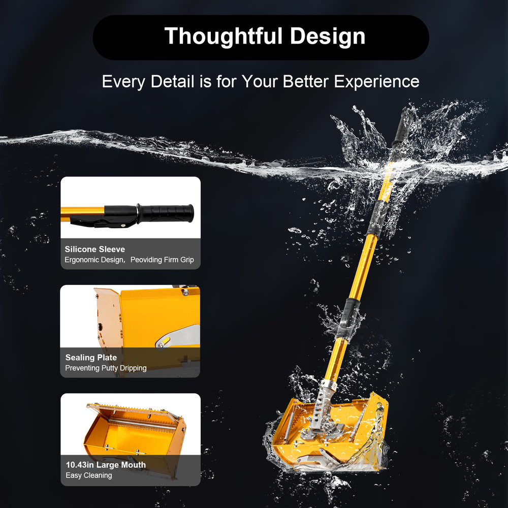 10" Drywall Taping Tool Flat Finishing Box Set with 40''-64'' Extendable Handle