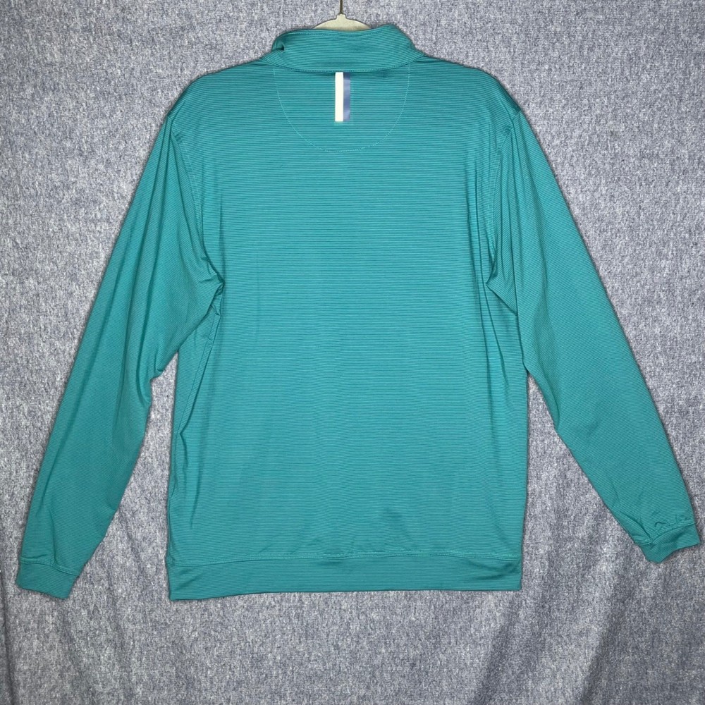 Rhoback Mens Performance Quarter Zip Pullover Teal Green Striped Size M Golf