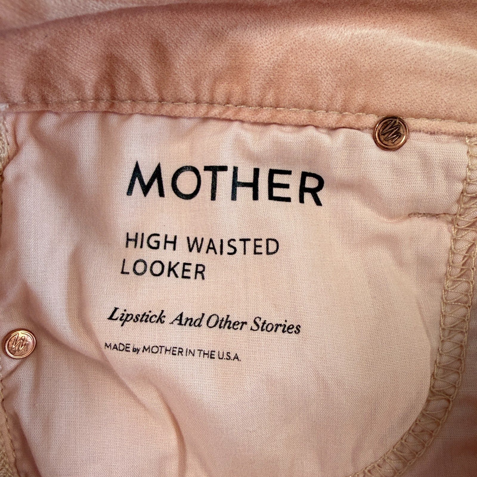 Mother High Waisted Looker Lipstick and Other Stories Pink Velvet Jeans Sz 27