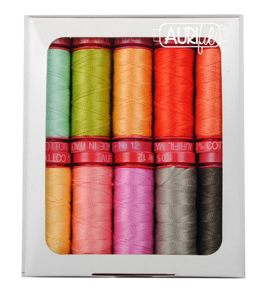 AURIfil Sunny Stitches Thread Collection by Corey Yoder 12wt 10 Small Spools