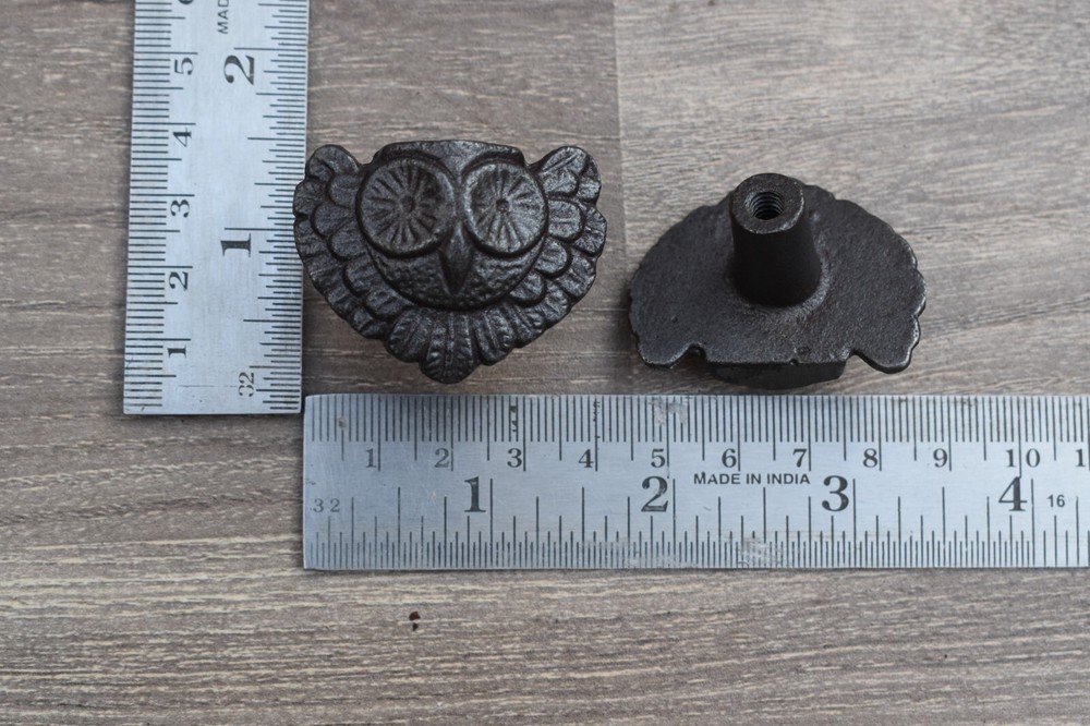 Vintage OWL Old cast iron cabinet drawer door knobs handles pull rustic 10 pcs