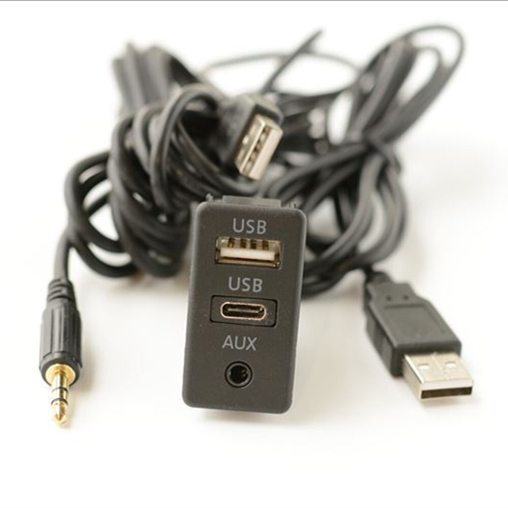 Dash Flush Mount AUX Dual USB Extension Cable Adapter Accessory For Car Marine