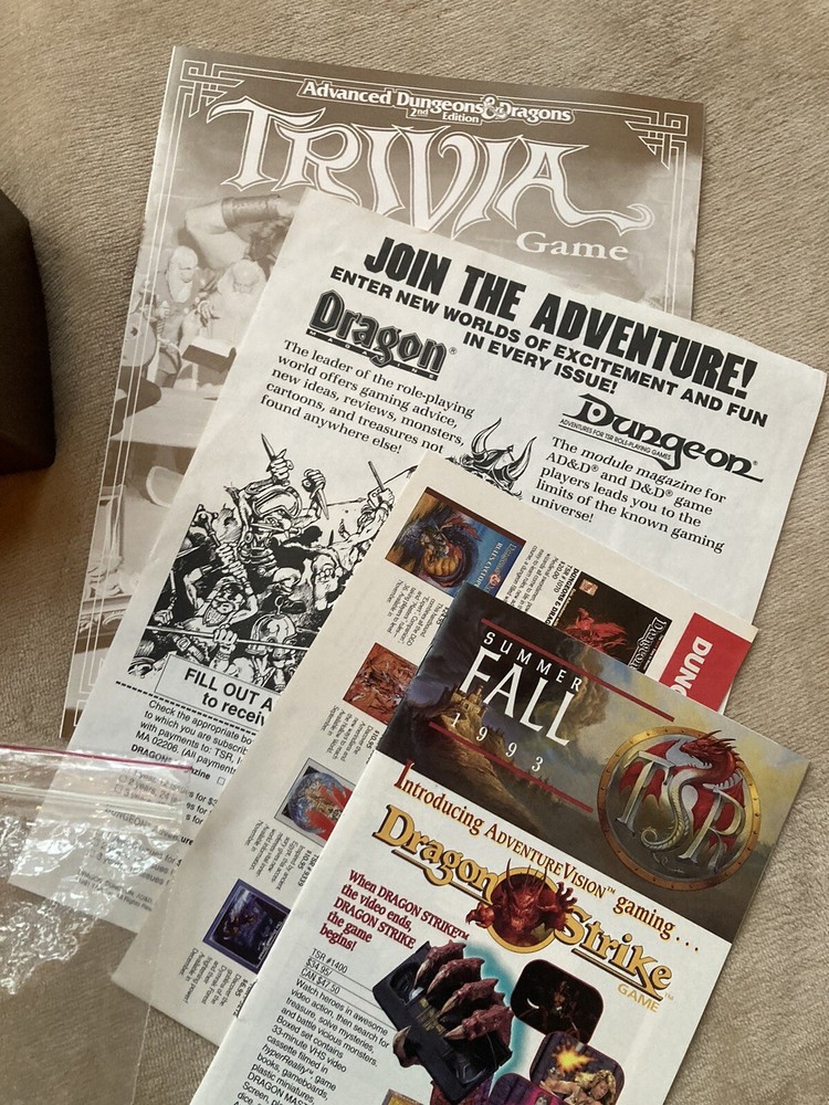 1991 Advanced Dungeons & Dragons 2nd Edition Trivia Game - Complete w Inserts