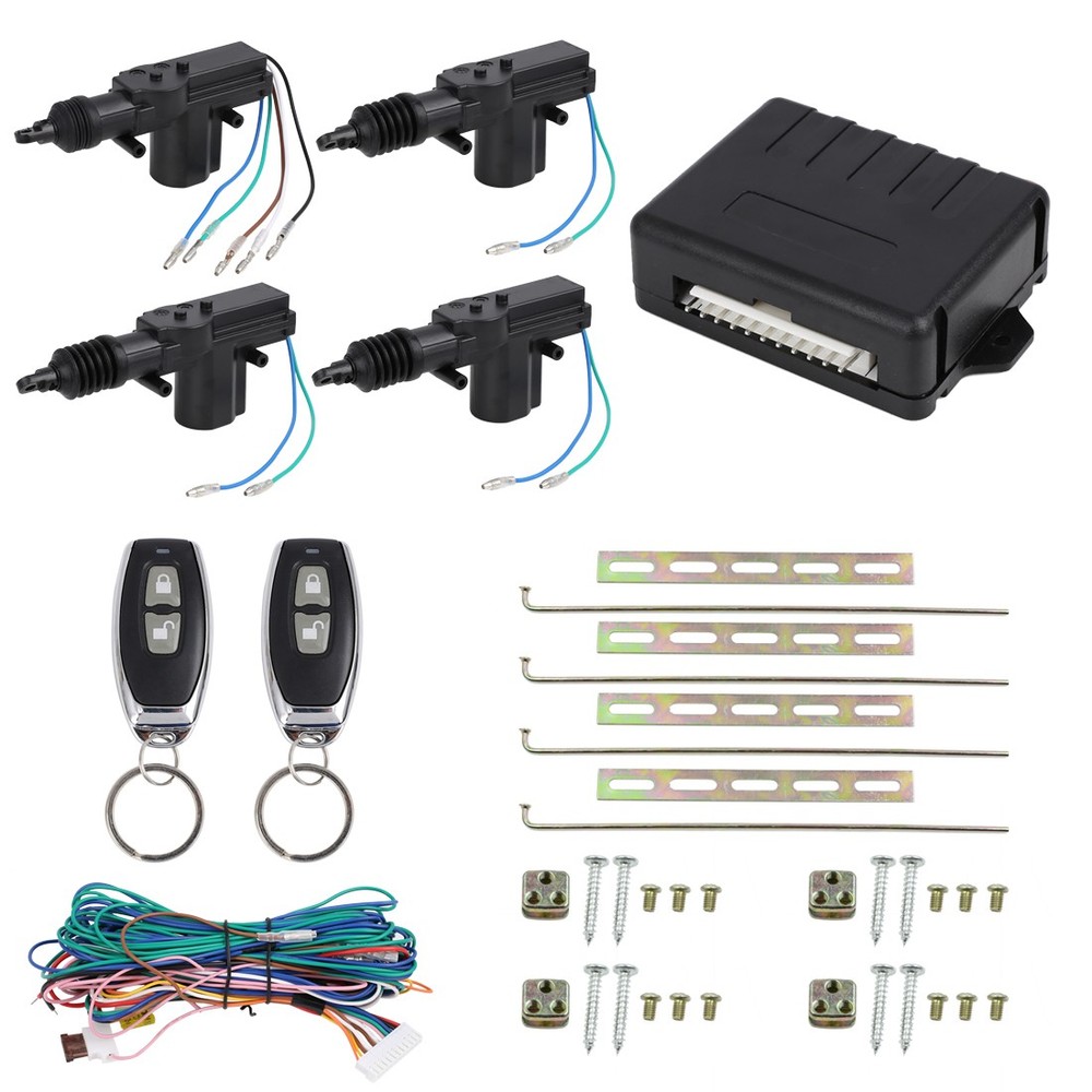 12V 4 Doors Vehicle Car Central Lock Locking Keyless Entry System Kit w/ Remotes