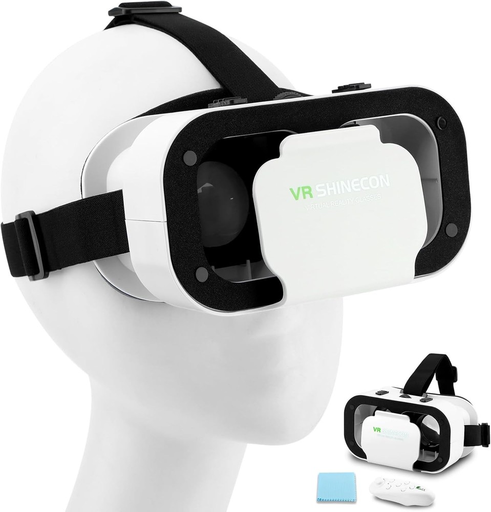 V5 VR Headset: 3D Glasses for Mobile, Bluetooth Remote & Adjustable Distance
