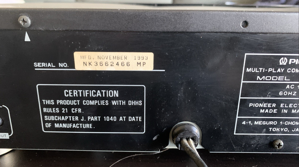 Pioneer PD-M552 6 Disc CD Player - Tested Working - No Remote - EUC